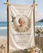 Memorial Photo Banner, Personalized Celebration of Life Fabric Sign, Custom Satin Remembrance – product photo 8