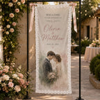 Photo Lace Wedding Banner, Personalized Sheer Welcome Sign – product photo 10