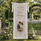 Photo Lace Wedding Banner, Personalized Sheer Welcome Sign – product photo 9