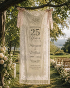 Anniversary Lace Banner, Personalized Sheer Anniversary Sign – product photo 8