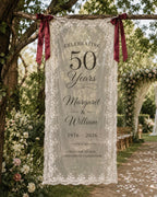 Anniversary Lace Banner, Personalized Sheer Anniversary Sign – product photo 9