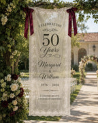 Anniversary Lace Banner, Personalized Sheer Anniversary Sign – product photo 10