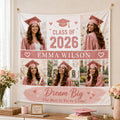 Graduation Photo Collage Linen Tapestry, Personalized Class of 2026 Backdrop, Custom Senior Party Banner - product image 1