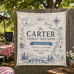Personalized Family Reunion Heritage Map Linen Tapestry – product photo 5