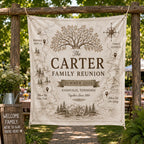 Personalized Family Reunion Heritage Map Linen Tapestry – product photo 7