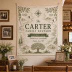 Personalized Family Reunion Heritage Map Linen Tapestry – product photo 10