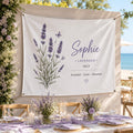 Personalized Birth Flower Linen Tapestry, Custom Name Floral Wall Hanging, Dorm Room Decor Gift - product image 1
