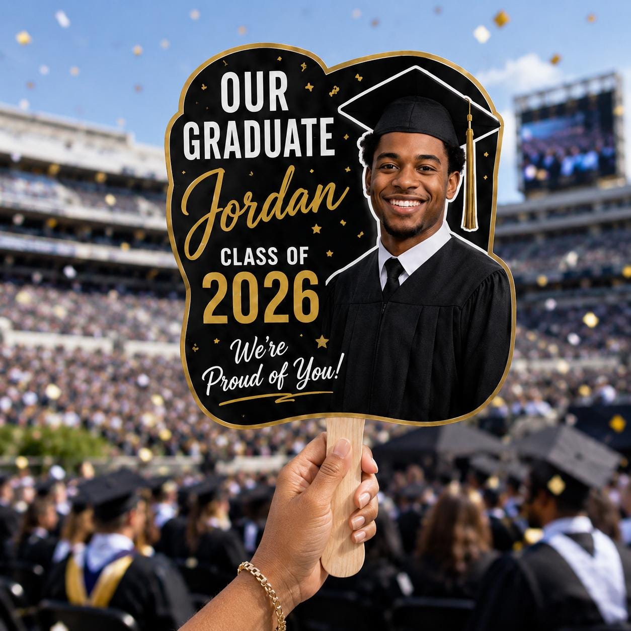 Custom Graduation Photo Fan, Class of 2026 Keepsake Prop - product image 1
