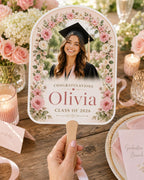 Floral Graduation Photo Fan, Custom Class of 2026 Keepsake, Personalized Flower Graduate – product photo 7