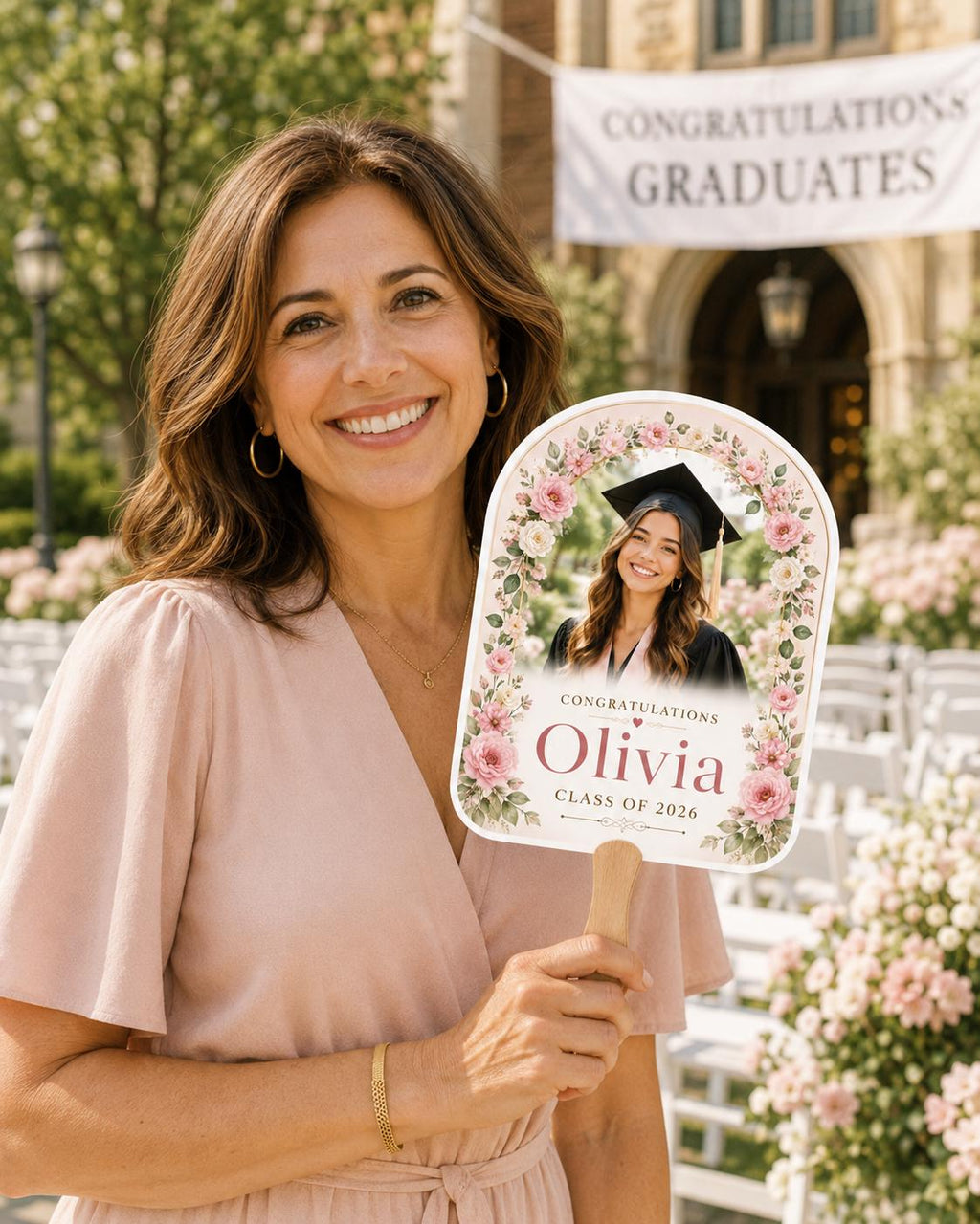 Floral Graduation Photo Fan, Custom Class of 2026 Keepsake, Personalized Flower Graduate Souvenir - product image 8