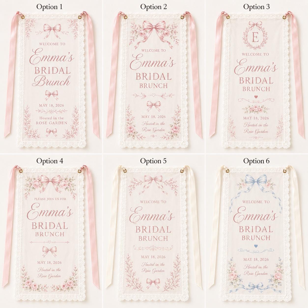 Bridal Brunch Lace Banner, Personalized Sheer Welcome Sign, Custom Bow Bridal Shower Decor - product image 9