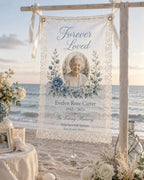 Memorial Lace Banner, Personalized Celebration of Life Sign, Custom Photo Remembrance Banner – main product view
