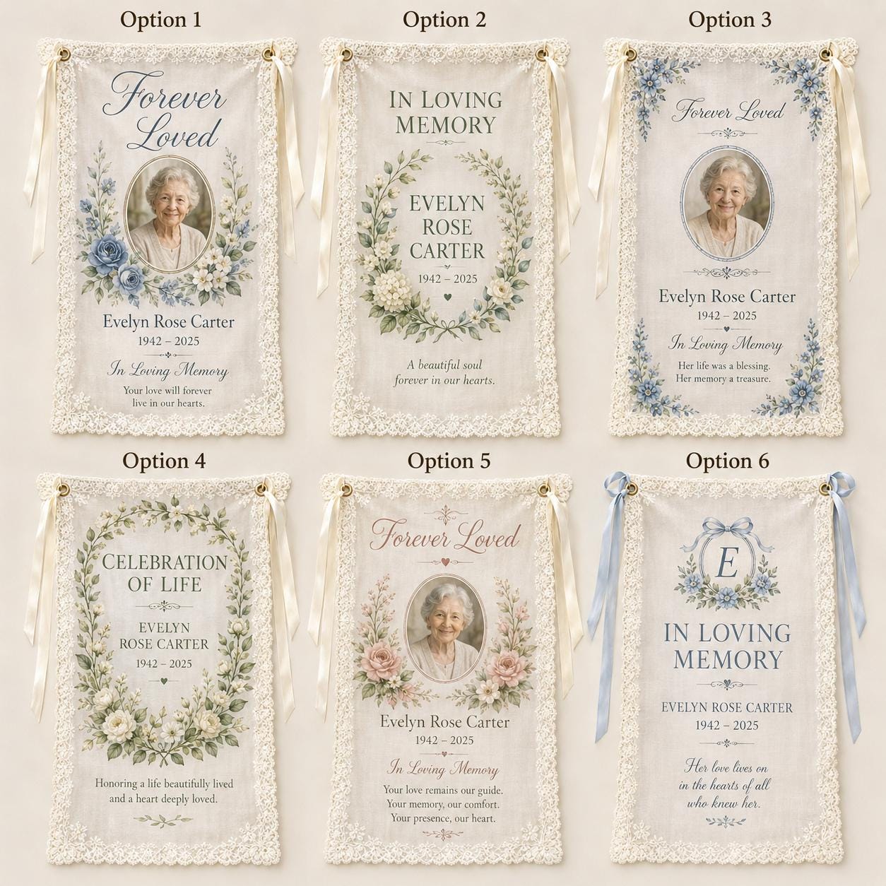 Memorial Lace Banner, Personalized Celebration of Life Sign, Custom Photo Remembrance Banner - product image 2