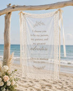 Wedding Vows Lace Banner, Personalized Sheer Ceremony Sign – product photo 10