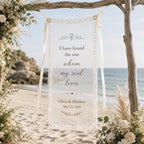 Wedding Vow Lace Banner, Personalized Sheer Ceremony Sign – main product view
