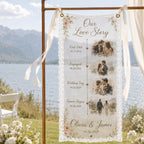Love Story Lace Banner, Personalized Wedding Timeline Sign – main product view