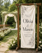 Personalized Wedding Welcome Banner, Floral Satin Ceremony Sign – product photo 9