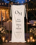Minimal Engagement Banner, Personalized Fabric Welcome Sign – product photo 5
