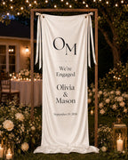 Minimal Engagement Banner, Personalized Fabric Welcome Sign – product photo 7