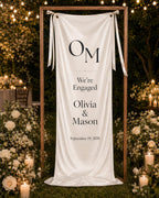 Minimal Engagement Banner, Personalized Fabric Welcome Sign – product photo 4
