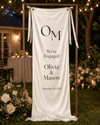 Minimal Engagement Banner, Personalized Fabric Welcome Sign – product photo 9
