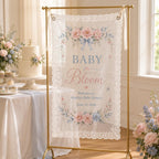 Baby in Bloom Lace Banner, Personalized Floral Baby Shower Sign – product photo 7