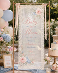 Baby in Bloom Lace Banner, Personalized Floral Baby Shower Sign, Garden Decor - product image 1