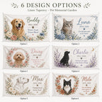 Pet Memorial Linen Tapestry, Personalized Dog Cat Memorial Garden Backdrop – product photo 3