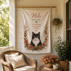 Pet Memorial Linen Tapestry, Personalized Dog Cat Memorial Garden Backdrop – product photo 10