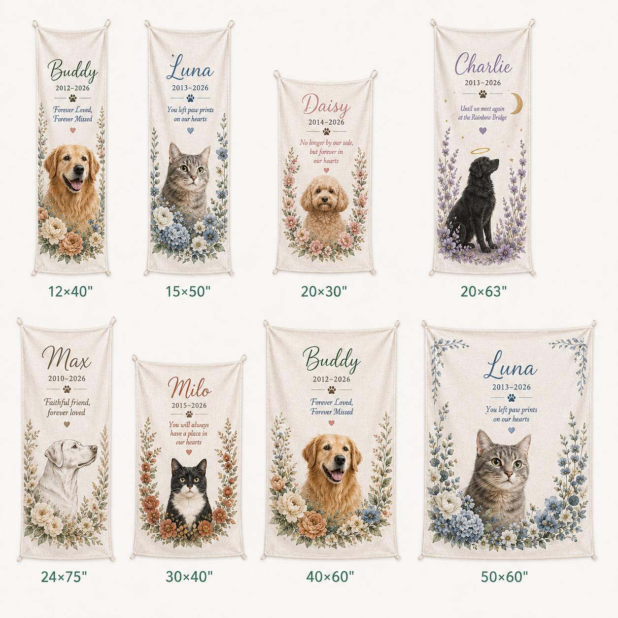 Pet Memorial Linen Tapestry, Personalized Dog Cat Memorial Garden Backdrop, Custom Rainbow Bridge Banner - product image 4