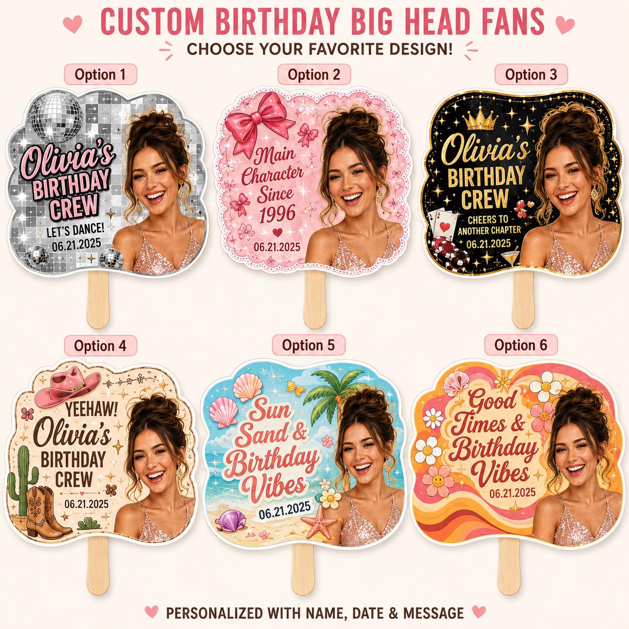 Custom Photo Birthday Hand Fan, Personalized Party Prop Favor - product image 4