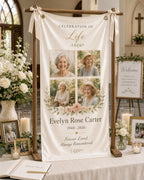 Memorial Photo Banner, Personalized Celebration of Life Fabric Sign, Custom Satin Remembrance – product photo 4