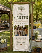 Family Reunion Photo Banner, Custom Surname Fabric Sign, Personalized Satin Family Gathering – product photo 8