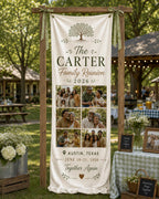 Family Reunion Photo Banner, Custom Surname Fabric Sign, Personalized Satin Family Gathering – product photo 6