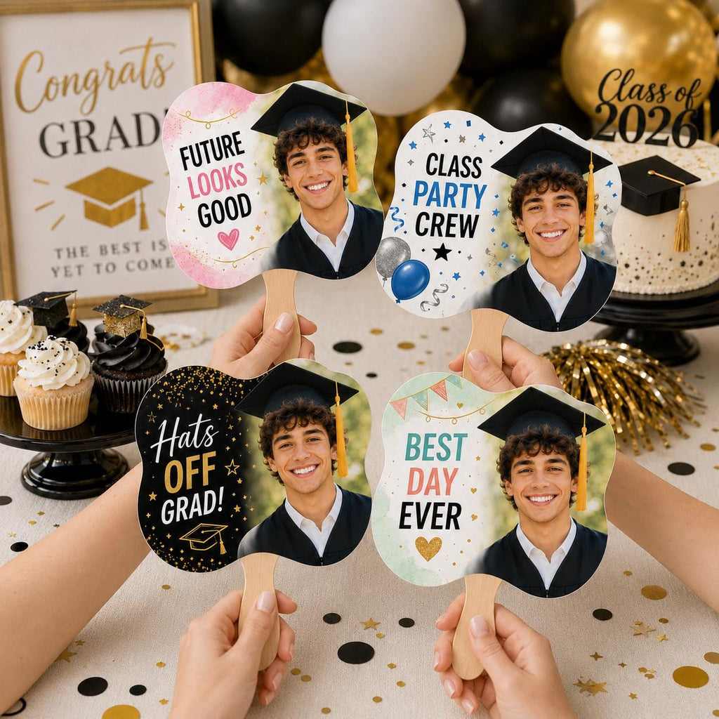 Custom Photo Graduation Party Fans, Class of 2026 Grad Squad Favors - product image 1