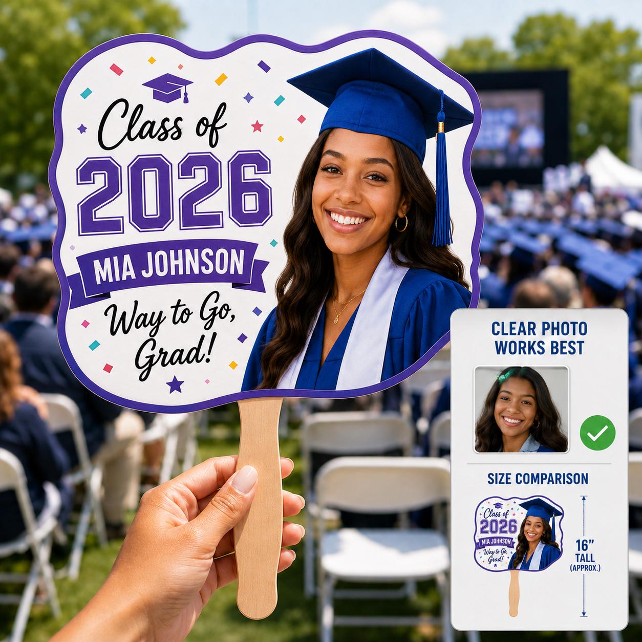 Custom Graduation Photo Fan, Class of 2026 Personalized Grad Prop - product image 10