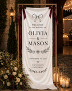 Wedding Welcome Banner, Personalized Satin Ceremony Sign – product photo 6