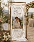 Wedding Welcome Banner, Personalized Satin Ceremony Sign – product photo 7