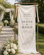 Wedding Welcome Banner, Personalized Satin Ceremony Sign – product photo 9