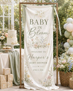 Baby in Bloom Garden Banner, Personalized Floral Baby Shower Welcome Sign – product photo 4