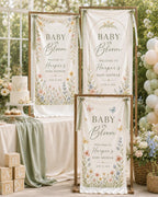 Baby in Bloom Garden Banner, Personalized Floral Baby Shower Welcome Sign – product photo 6