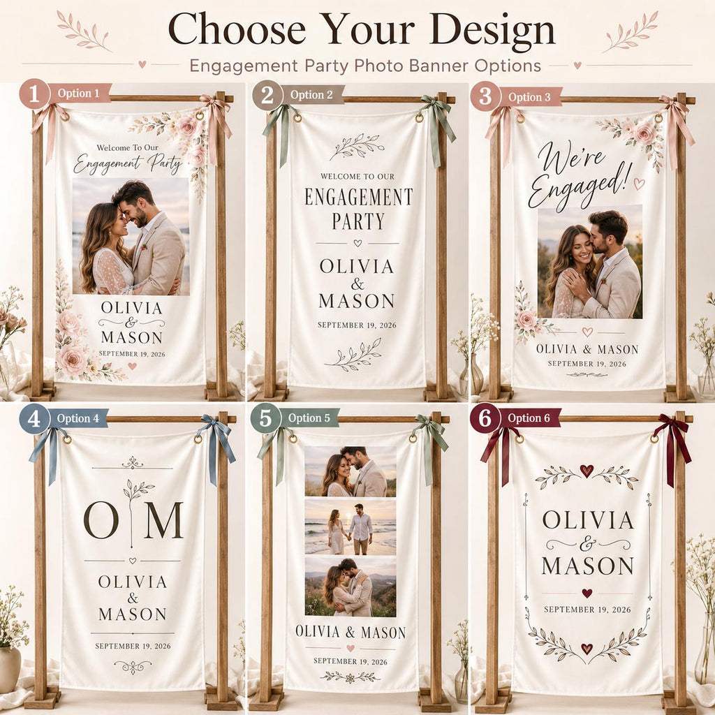 Personalized Satin Engagement Banner, Custom Couple Welcome Sign - product image 3