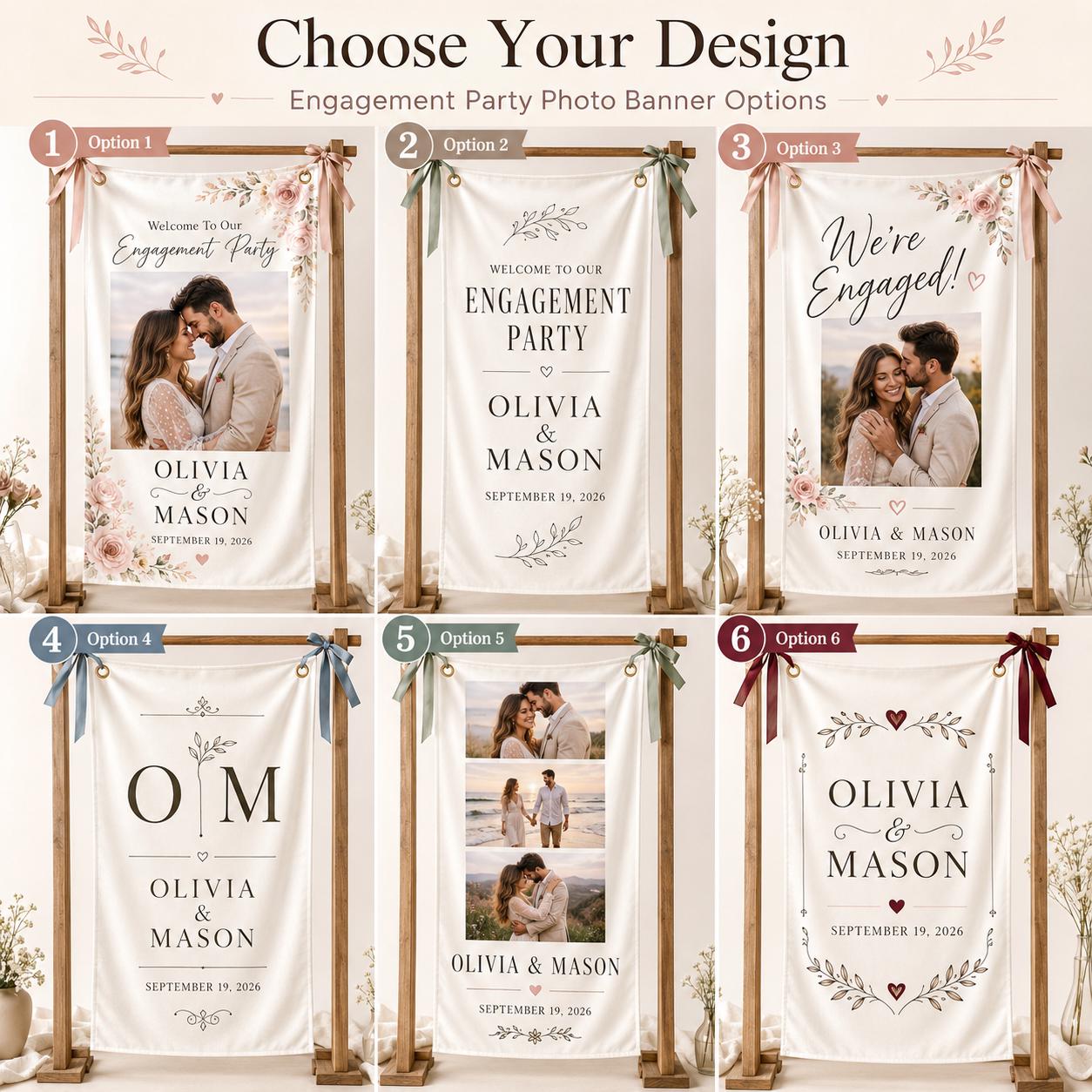 Personalized Satin Engagement Banner, Custom Couple Welcome Sign - product image 3
