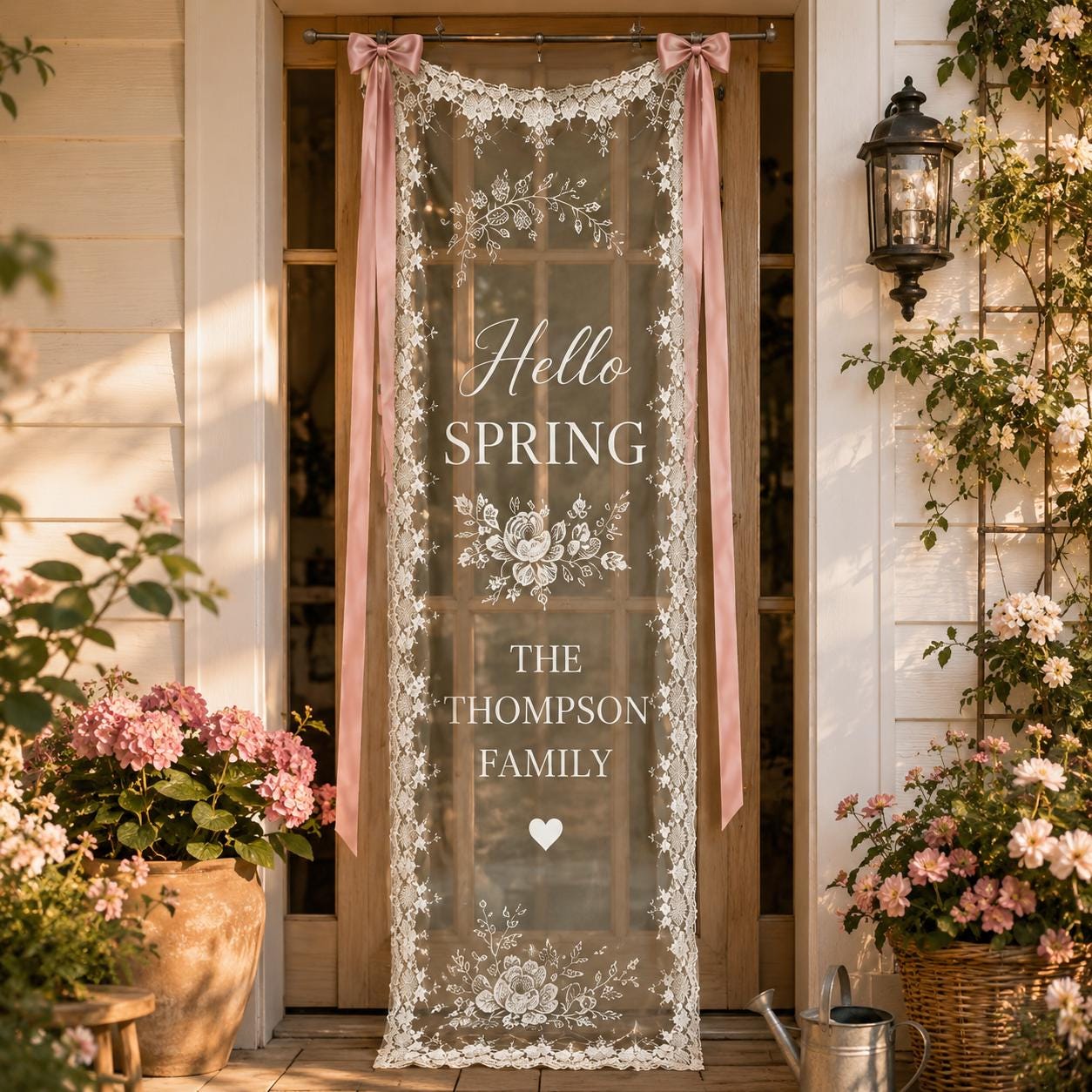 Seasonal Home Entryway Lace Banner, Personalized Family Name Welcome Sign, Custom Sheer Door Decor - product image 10