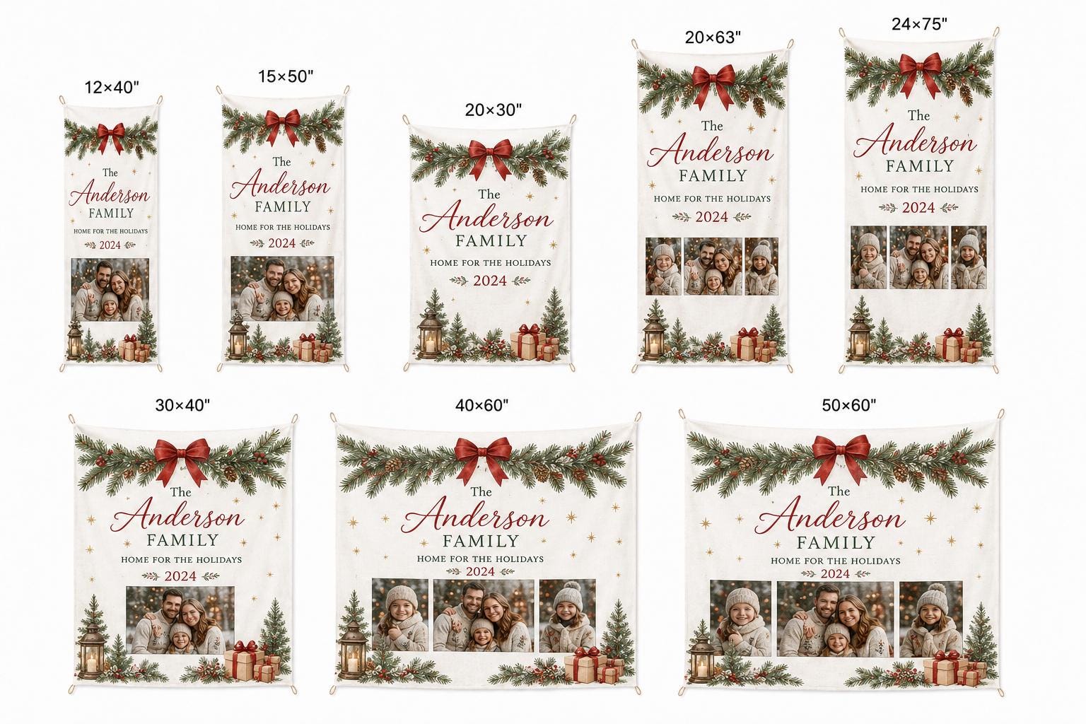 Christmas Family Photo Tapestry, Personalized Holiday Wall Hanging, Custom Family Name Sign - product image 3