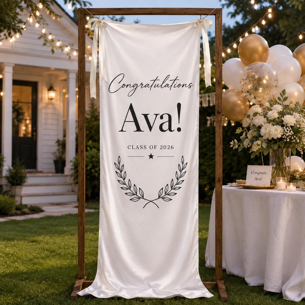 Graduation Fabric Welcome Banner, Personalized Class of 2026 Photo Backdrop, Custom Congrats Grad Sign - product image 6