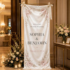 Wedding Welcome Fabric Banner, Personalized Ceremony Backdrop, Custom Floral Wedding Entrance – product photo 4