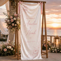 Wedding Welcome Fabric Banner, Personalized Ceremony Backdrop, Custom Floral Wedding Entrance Sign - product image 1