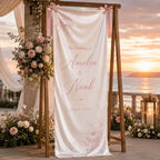 Wedding Welcome Fabric Banner, Personalized Ceremony Backdrop, Custom Floral Wedding Entrance – main product view