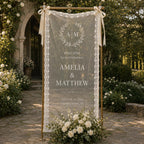 Wedding Welcome Fabric Banner, Personalized Ceremony Backdrop, Custom Floral Wedding Entrance – product photo 7